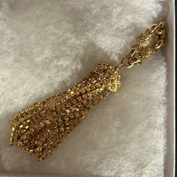 KATE SPADE NEW YORK CRYSTAL CASCADE GOLD TASSLE NECKLACE - Picture 8 of 8